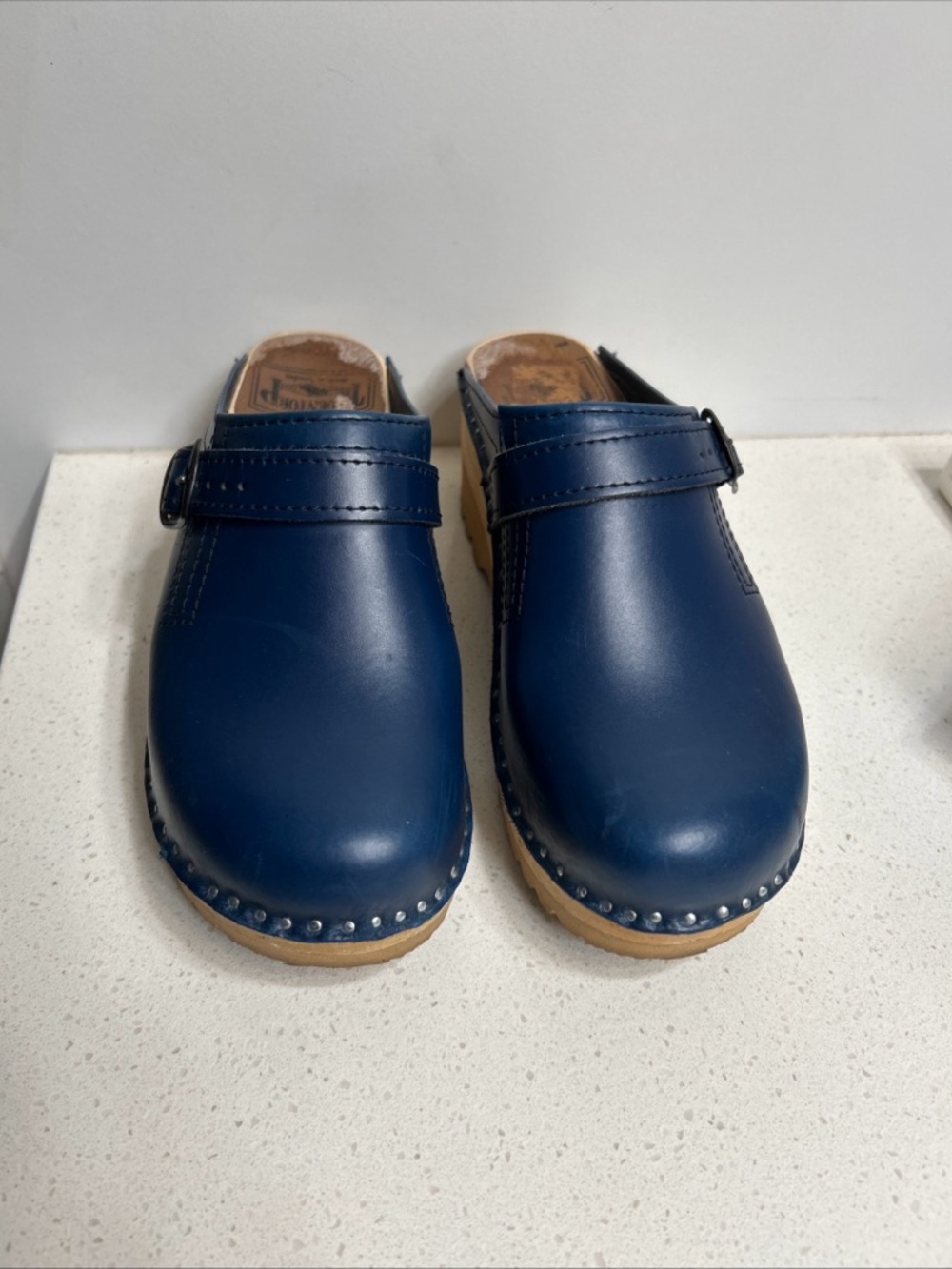 Troentorp Blue Leather Clog Shoes Sweden Size 37 - Picture 2 of 11